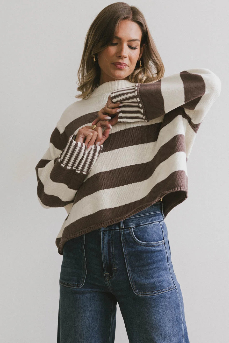 Helena Striped Sweater in Brown - FINAL SALE