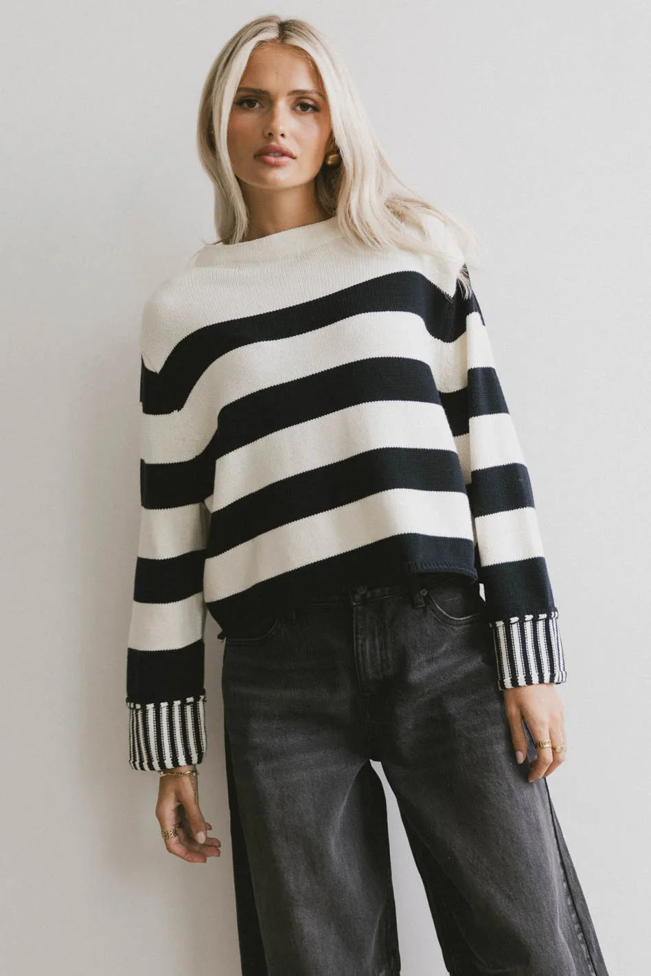 Helena Striped Sweater in Black - FINAL SALE