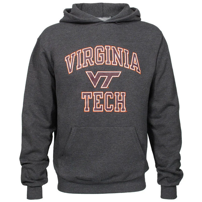 Virginia Tech Basic Hooded Sweatshirt: Granite Heather by Champion