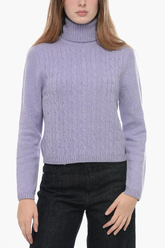 Allude Cable Knit Cashmere Turtleneck Sweater