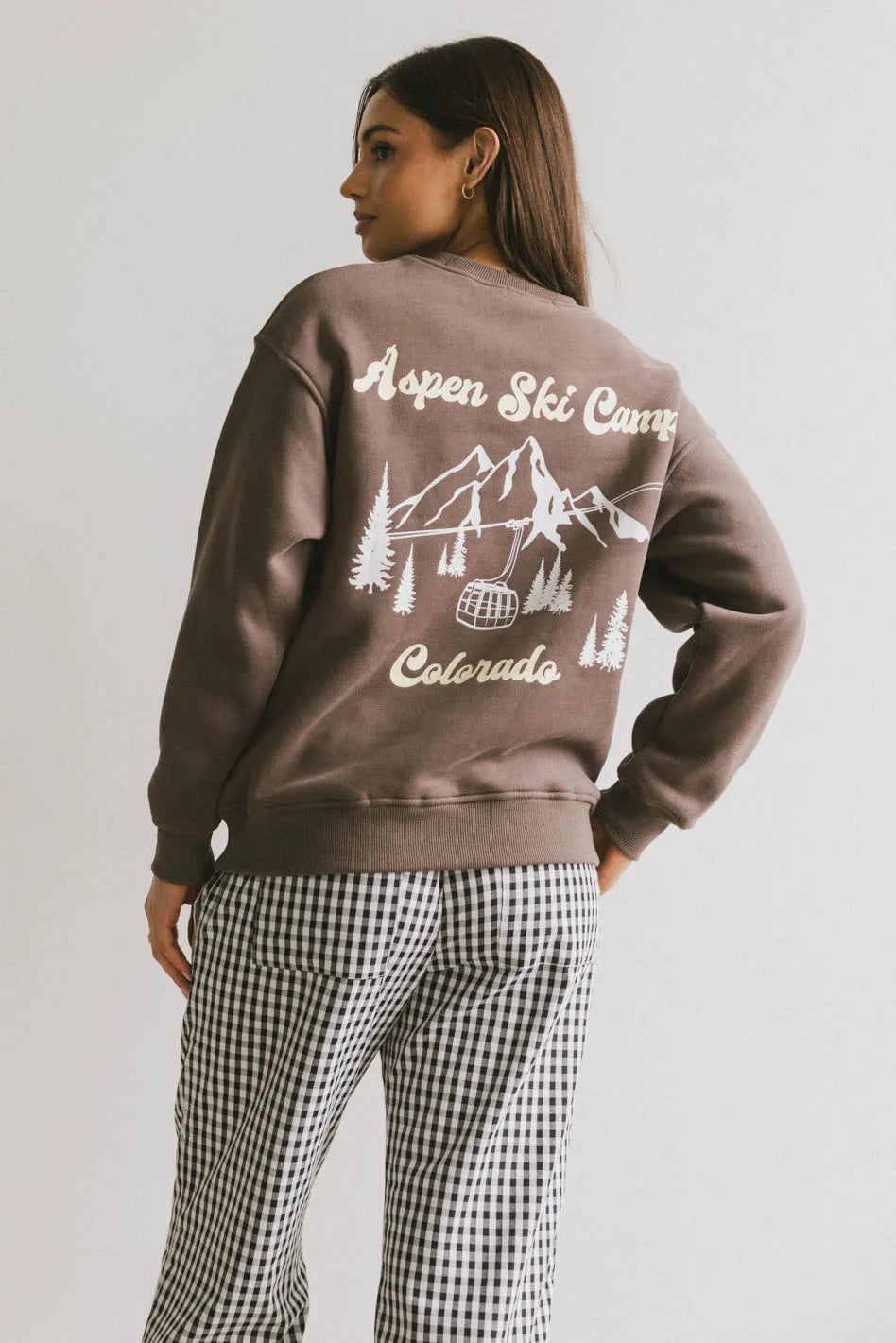 Aspen Ski Camp Crewneck in Brown - FINAL SALE