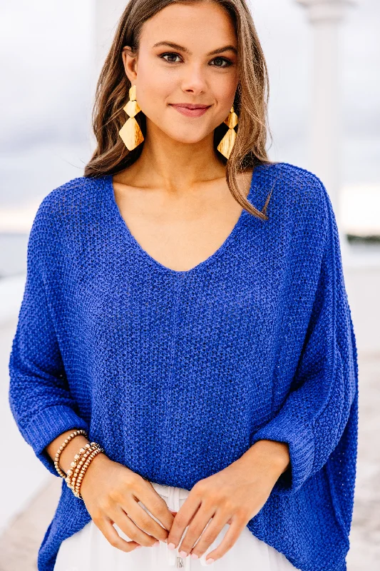 Don't Waste A Moment Diva Blue Oversized Sweater