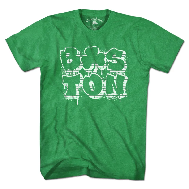 Boston Shamrock Stacked Graffiti T-Shirt