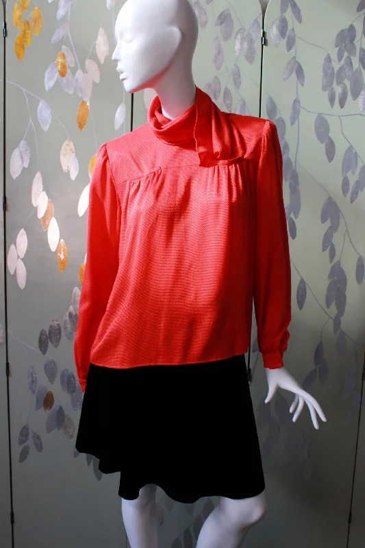 Vintage 1980s Valentino Red Silk Blouse, Large