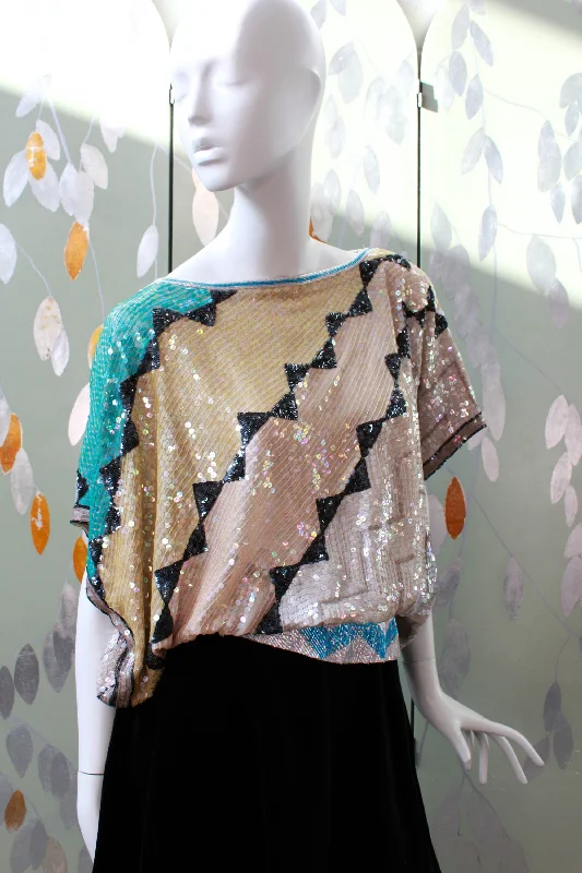 1980s Sequin Geometric Top, Medium/Large