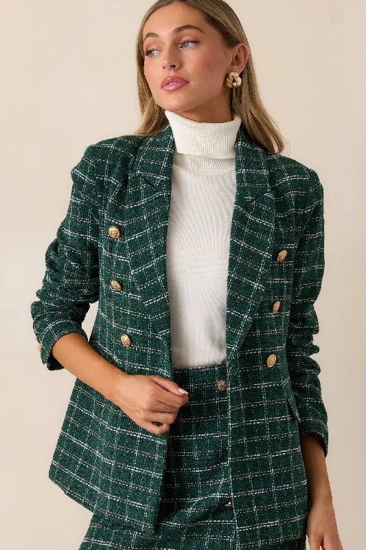 In The Stillness Forest Green Tweed Coat