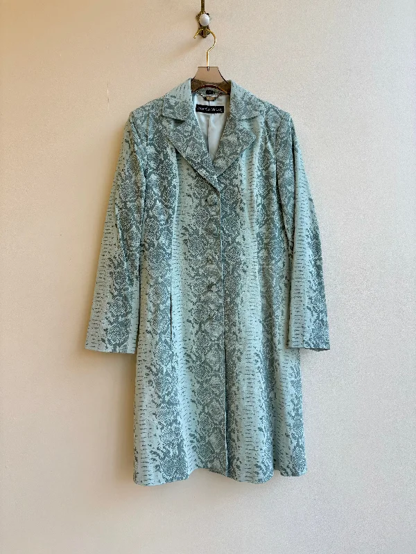 Pamela McCoy | Pale Blue Snake Print Leather Jacket (Vintage)