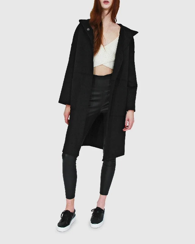 Sunday Morning Hooded Coat - Black