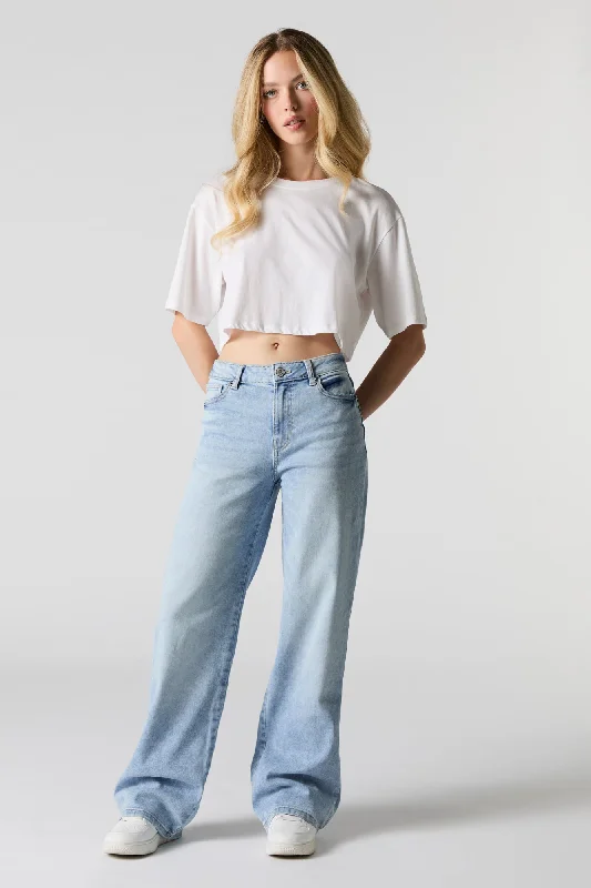 High Rise Stretch Wide Leg Jean