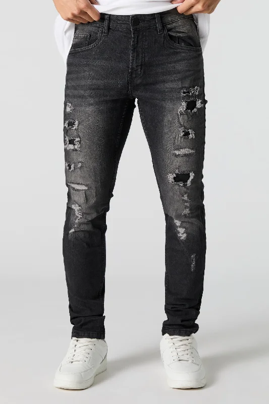 Black Vintage Wash Distressed Skinny Jean