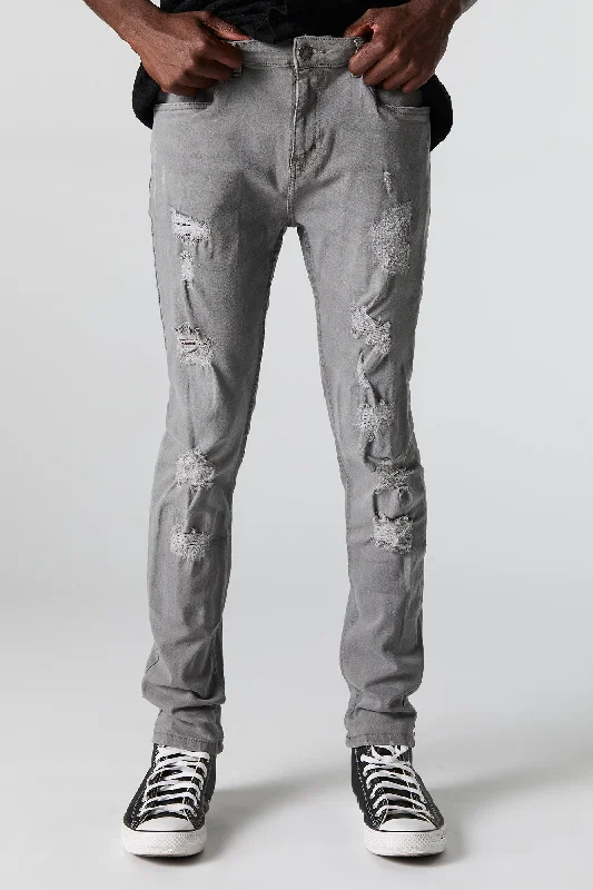 Grey Wash Distressed Skinny Jean