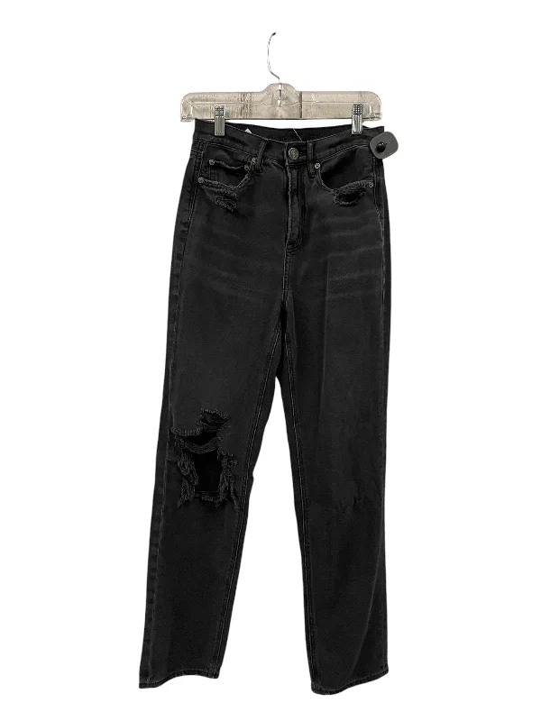 Jeans Boyfriend By American Eagle In Black Denim, Size: 4