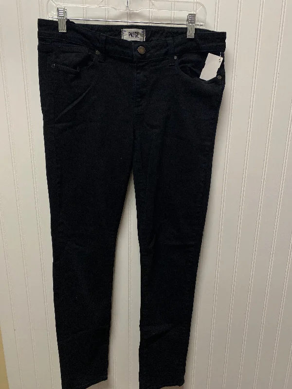 Jeans Skinny By Paige In Black Denim, Size: 12