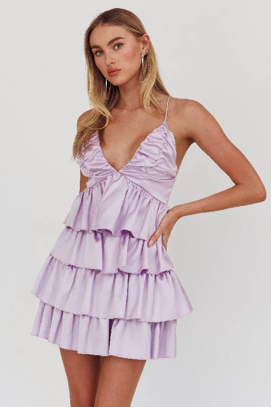 Heavenly Bliss Ruffle Mini Dress Lilac