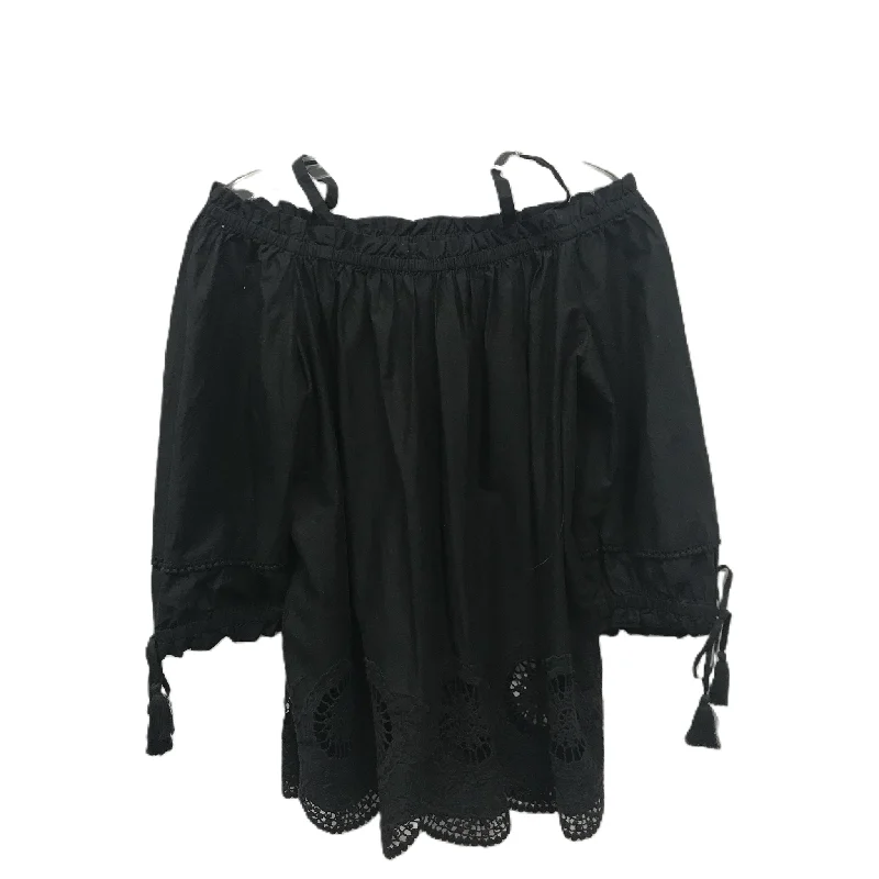 Black Top Short Sleeve By Loft, Size: L