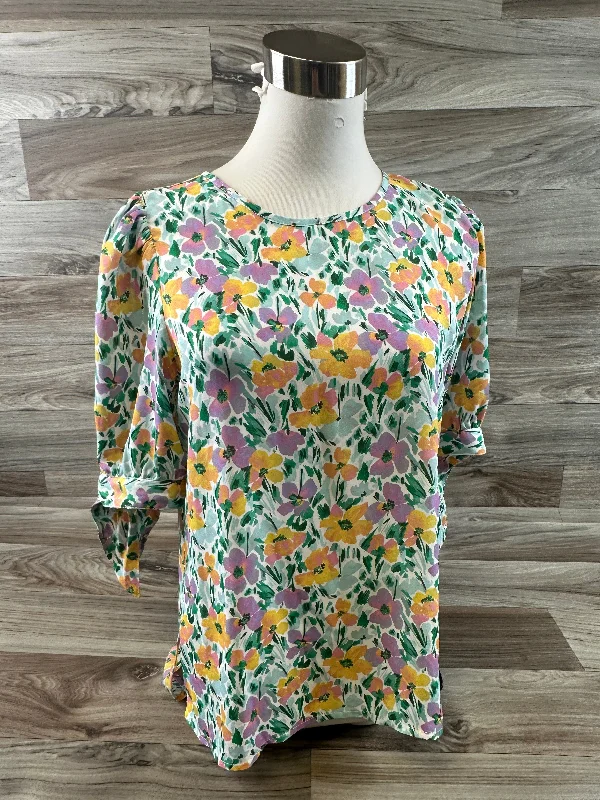 Floral Print Top Short Sleeve Banana Republic, Size Xs