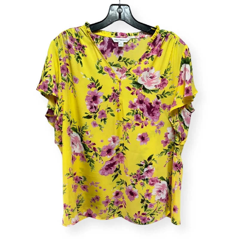 Floral Print Top Short Sleeve Counterparts, Size Xl