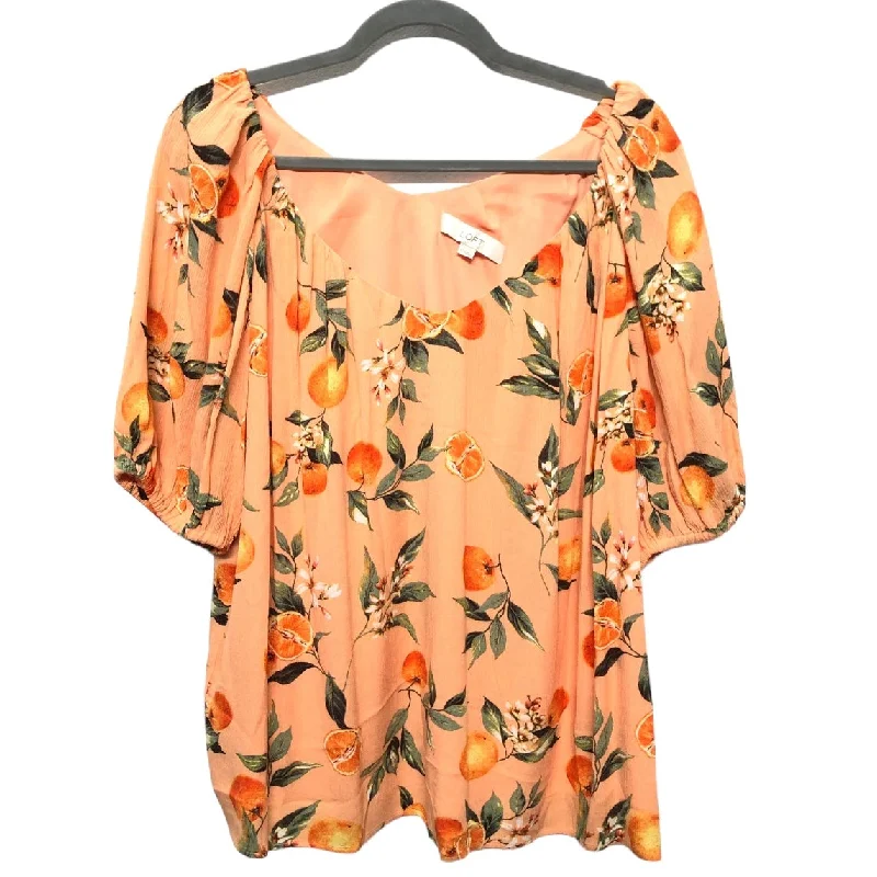 Orange Top Short Sleeve Loft, Size L