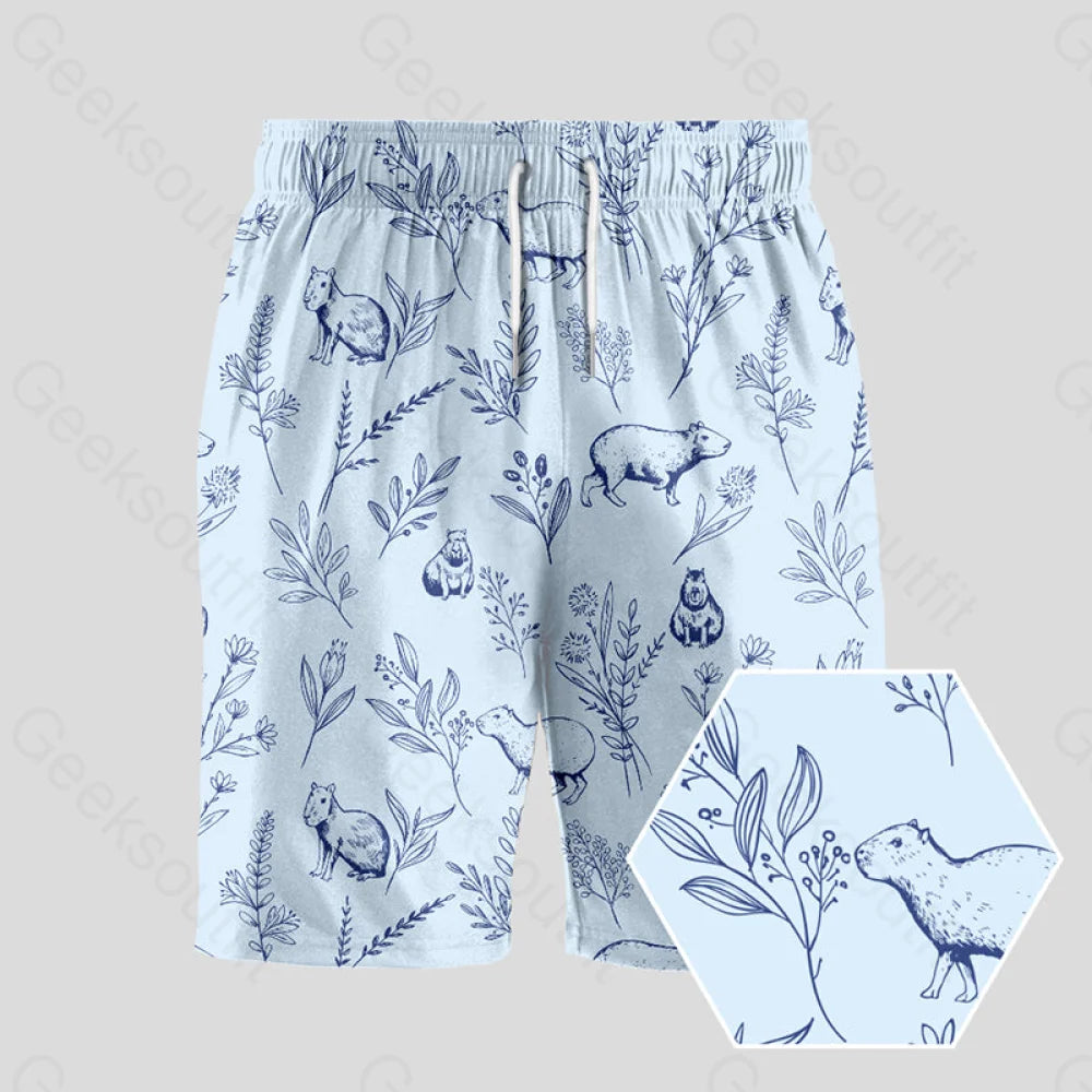 Capybara Geeky Drawstring Shorts