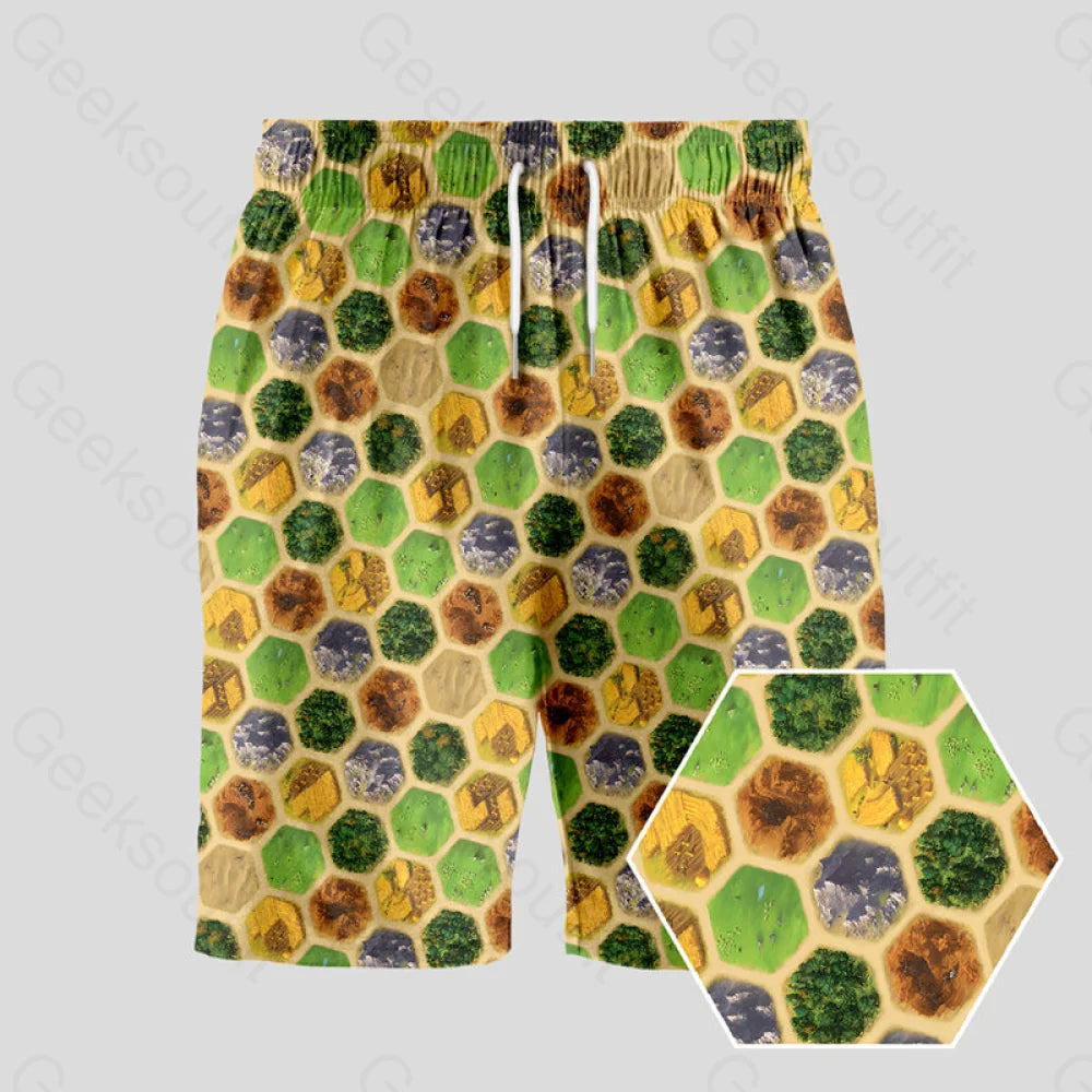 Board Game Map Green Geeky Drawstring Shorts