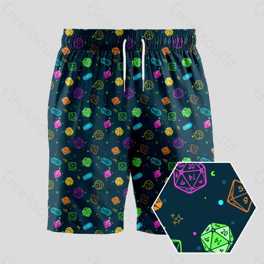 Colorful DND Dice RPG Geeky Drawstring Shorts