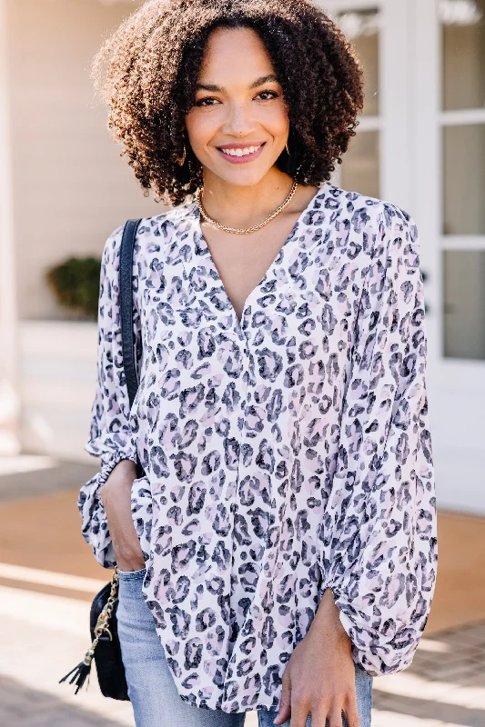 Double The Fun Ivory White Leopard Top