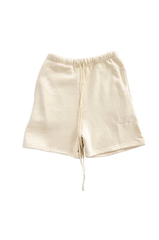 Heria Embroidered Sweat Shorts - Beige