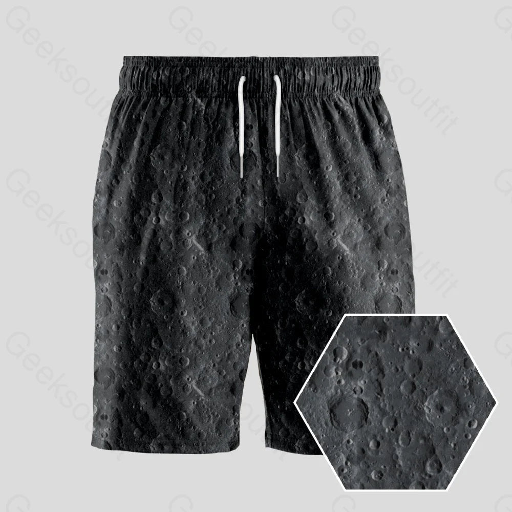 Lunar Surface Geeky Drawstring Shorts