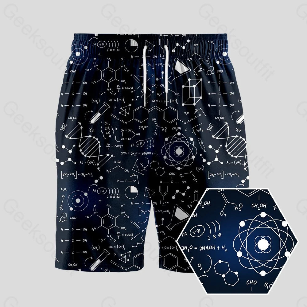 Mad Science Lab Black Geeky Drawstring Shorts