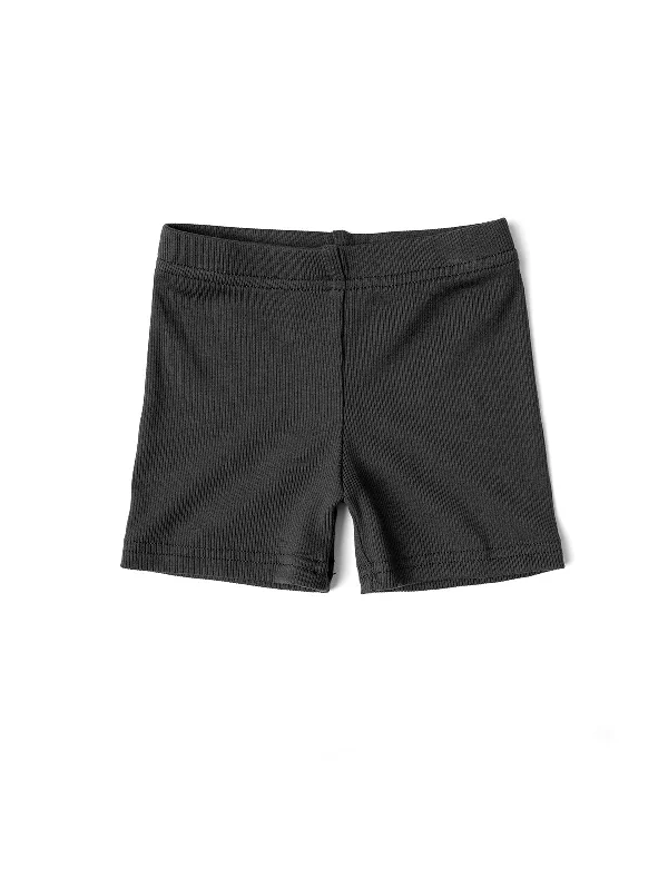 Ribbed Biker Short - Charcoal