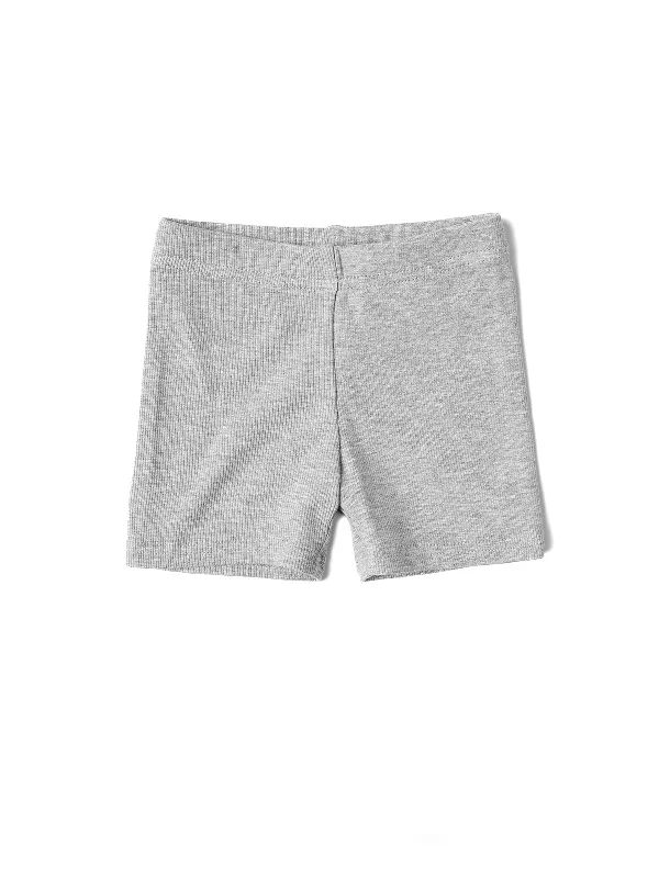 Ribbed Biker Short - Light Heather Grey