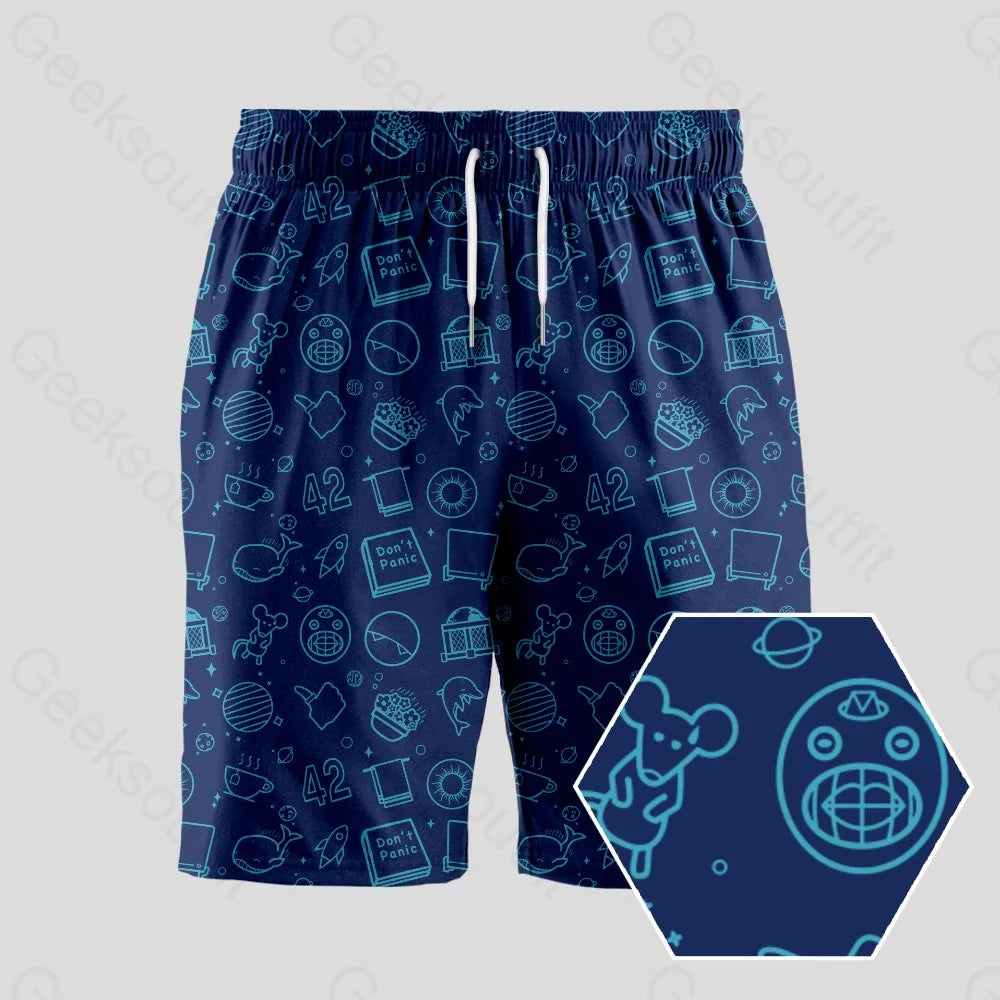 The Hitchhiker's Guide to the Galaxy Navy Geeky Drawstring Shorts