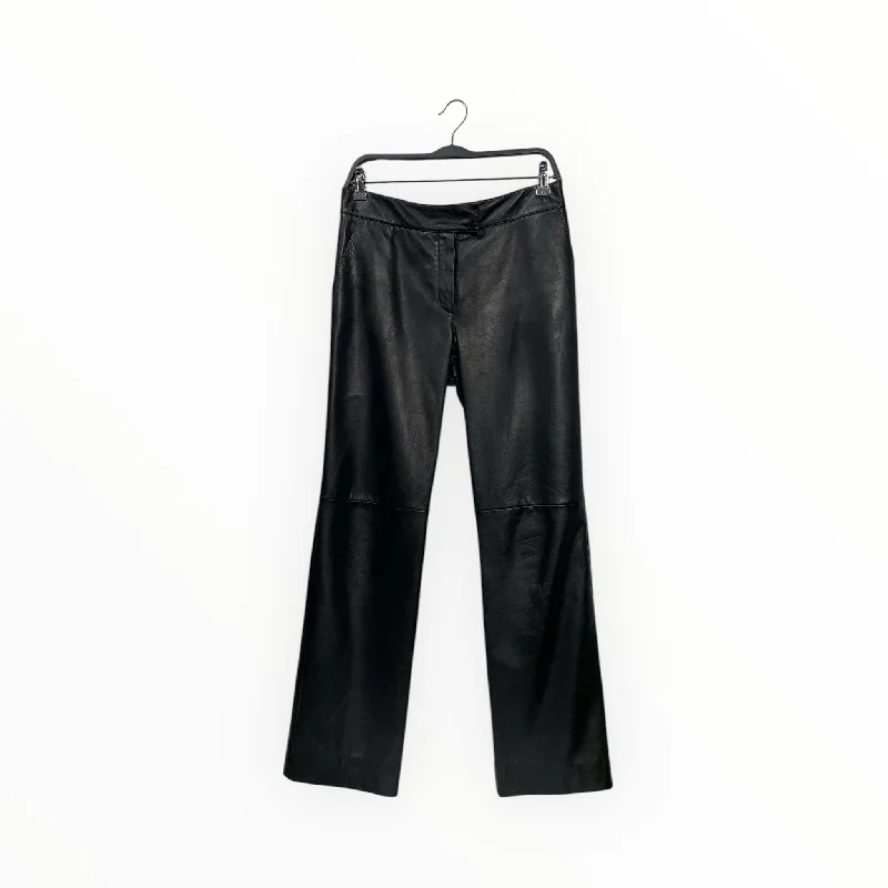 ARMANI COLLEZIONI/Straight Pants/6/Leather/BLK/