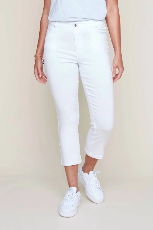 Cropped Boot Leg Pants In White