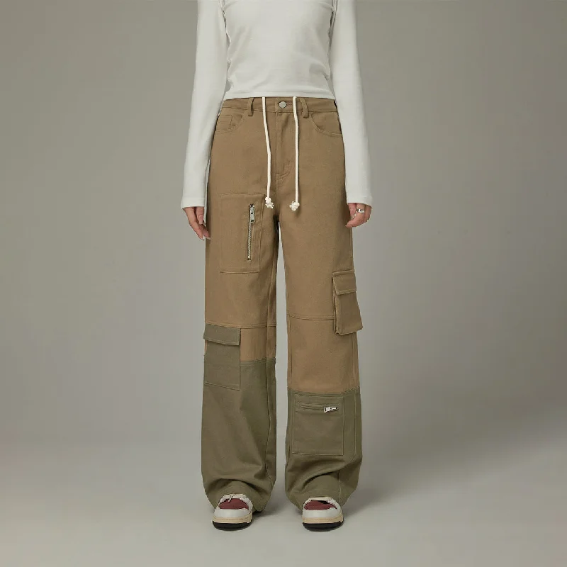 Pocket Color Matching Straight Pants