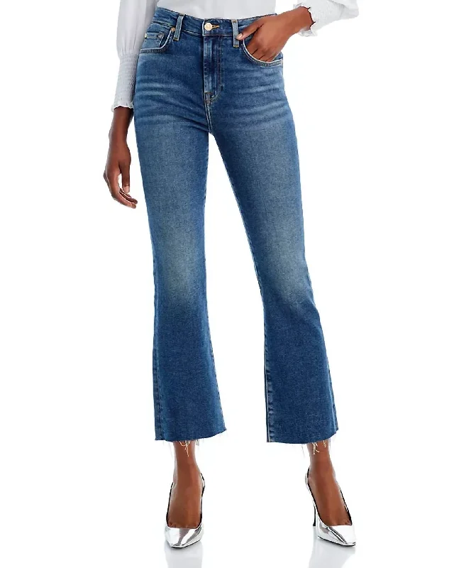 High Rise Slim Kick Ankle Jeans In Blue