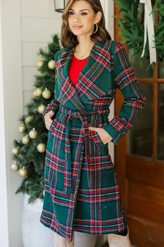 All The Love Green Plaid Coat