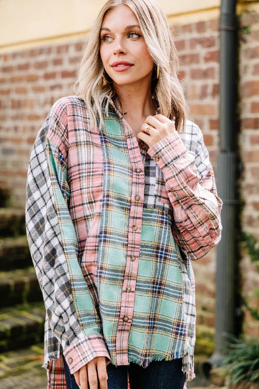 Near To Your Heart Blush Pink Plaid Top