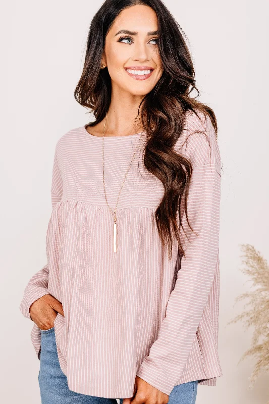 Open Your Heart Blush Pink Striped Babydoll Top