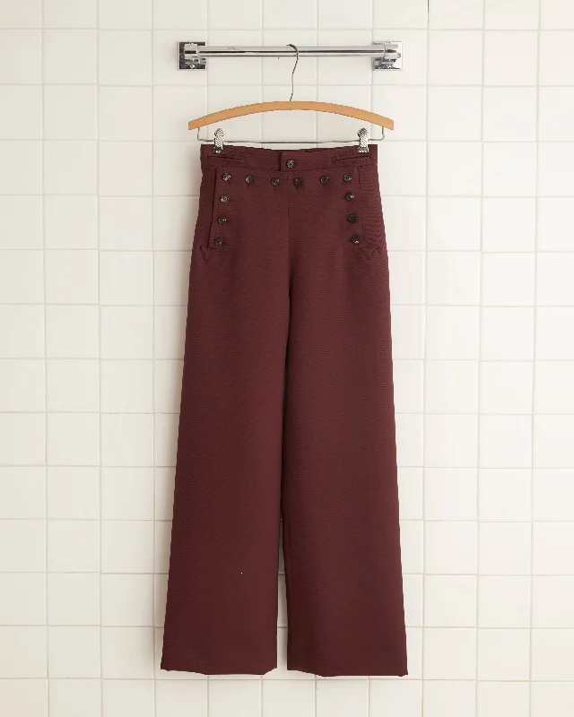 Riding Twill Sailor Trousers - Burgundy