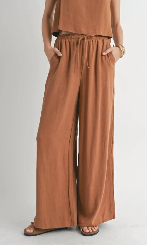 Sugarloaf Linen Pants In Brown